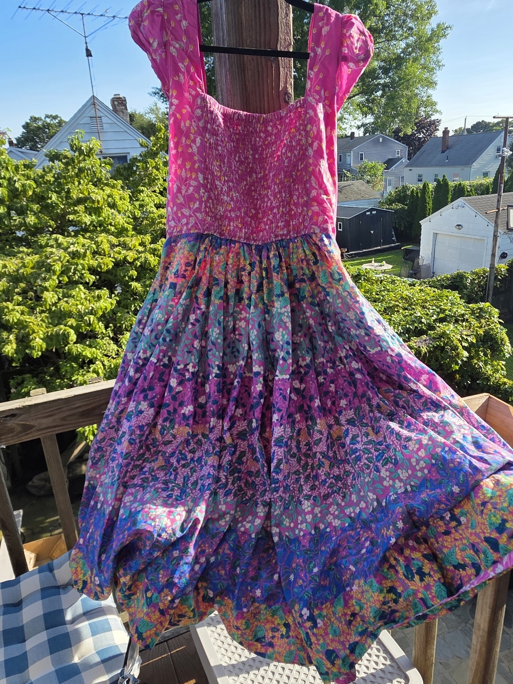 Pink Multicolor Floral Tiered Dress